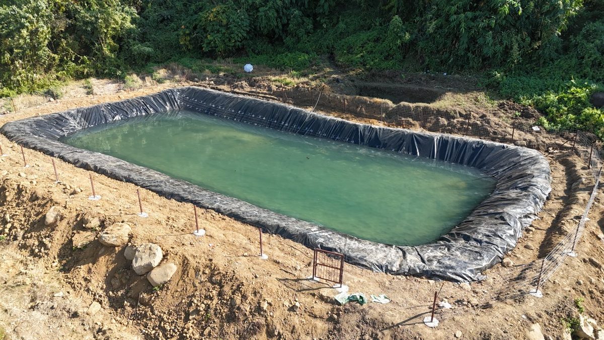 Completed water harvesting pond